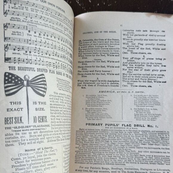 The Acme Haversack Patriotic Song Book Rare 1897 Antique Illustrated Washington - Picture 13 of 13
